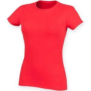 SF Womens/Ladies Feel Good Heather Stretch T-Shirt / Red